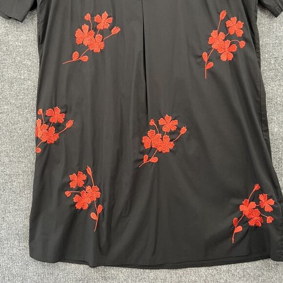 eShakti Dress Womens XL 18 Black Floral Embroidered Shift Pullover Half Sleeve - Picture 3 of 11